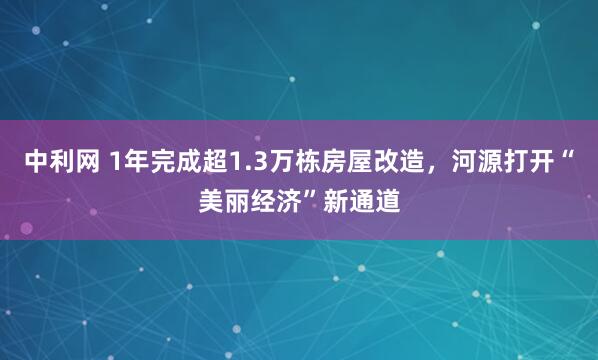 中利网 1年完成超1.3万栋房屋改造，河源打开“美丽经济”新通道