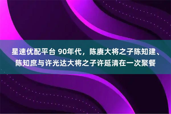 星速优配平台 90年代,陈赓大将之子陈知建、陈知庶与许光达大将之子许延清在一次聚餐